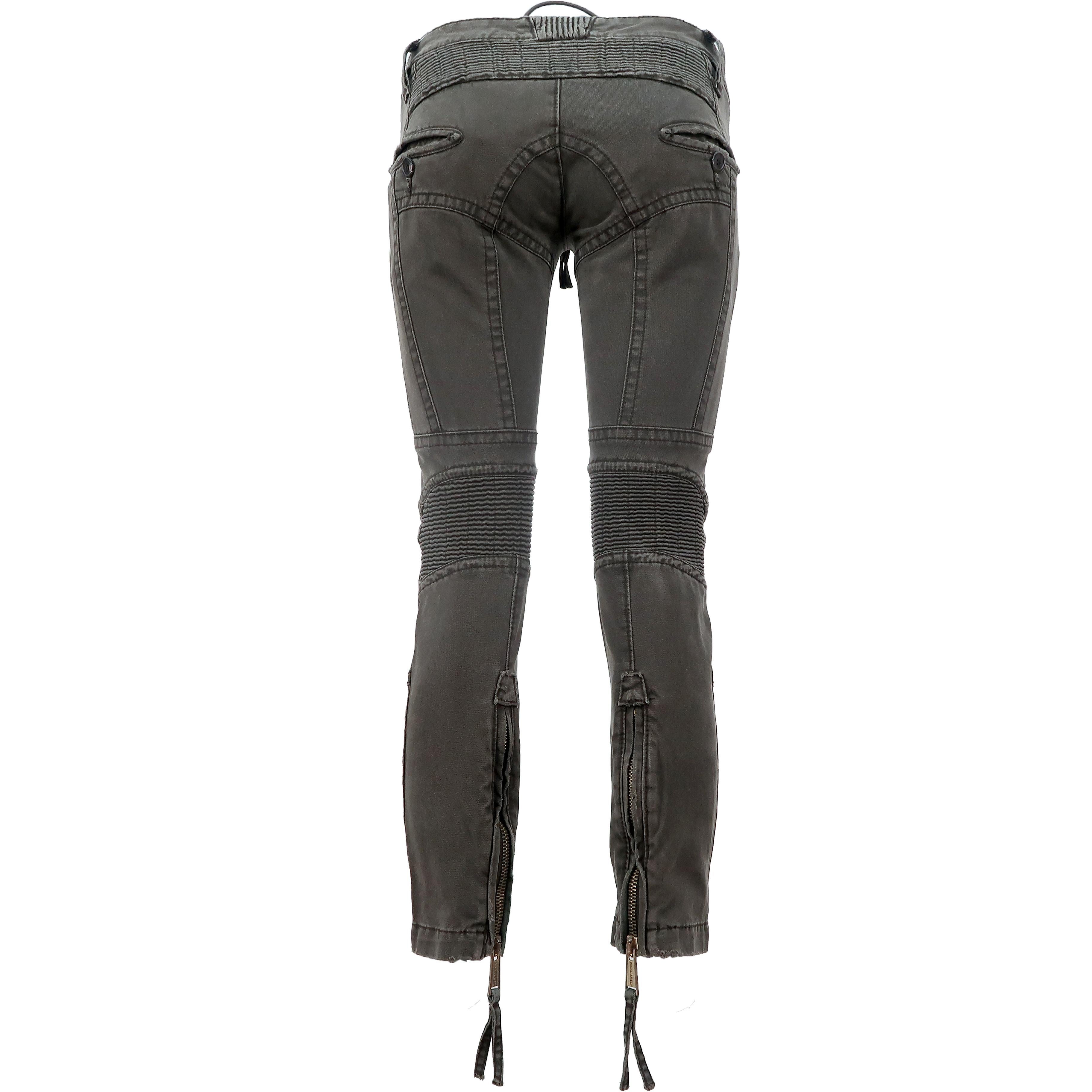 Black Dsquared2 FW-2009 Cotton Zip Detail Biker Pants For Sale