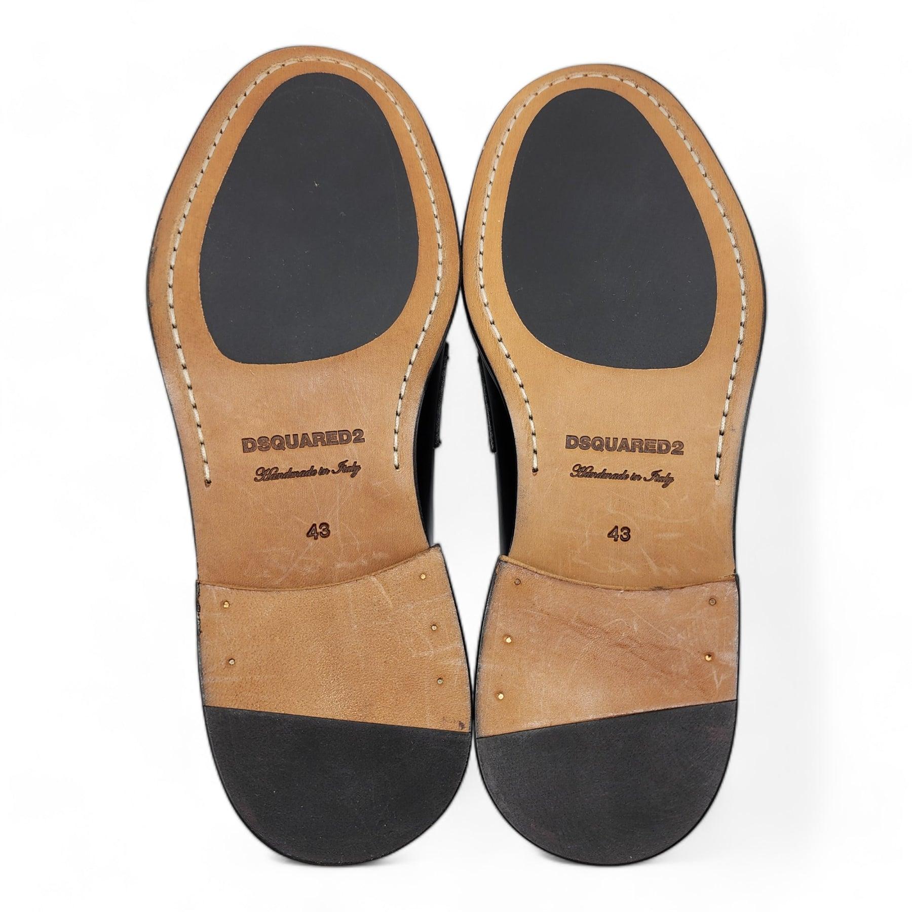 Men's Dsquared2 Gothic Leather Loafers in Black For Sale