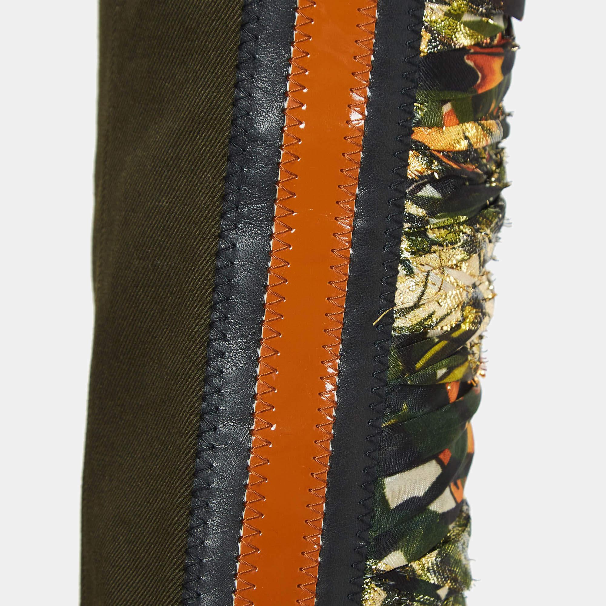 Donna Dsquared2 Giacca con zip in gabardine e crepe stampata verde S in vendita