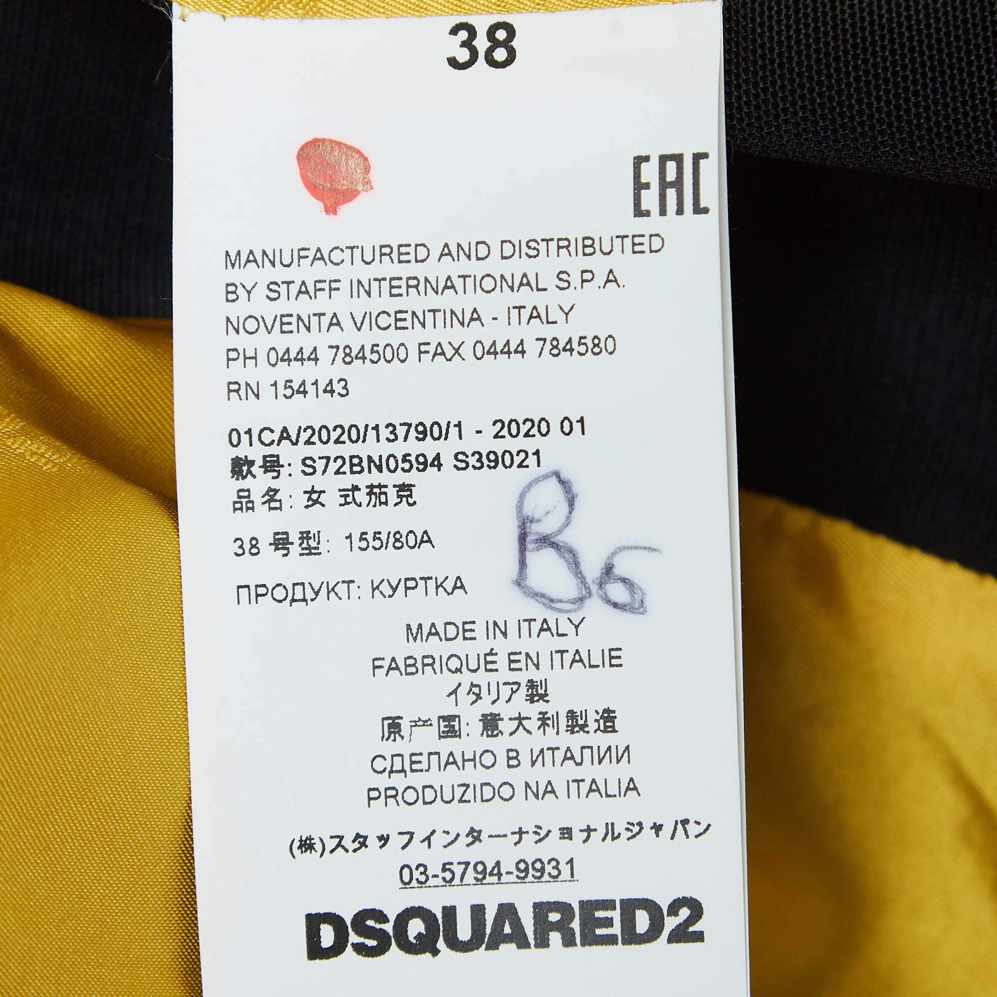 Dsquared2 Giacca con zip in gabardine e crepe stampata verde S in vendita 2