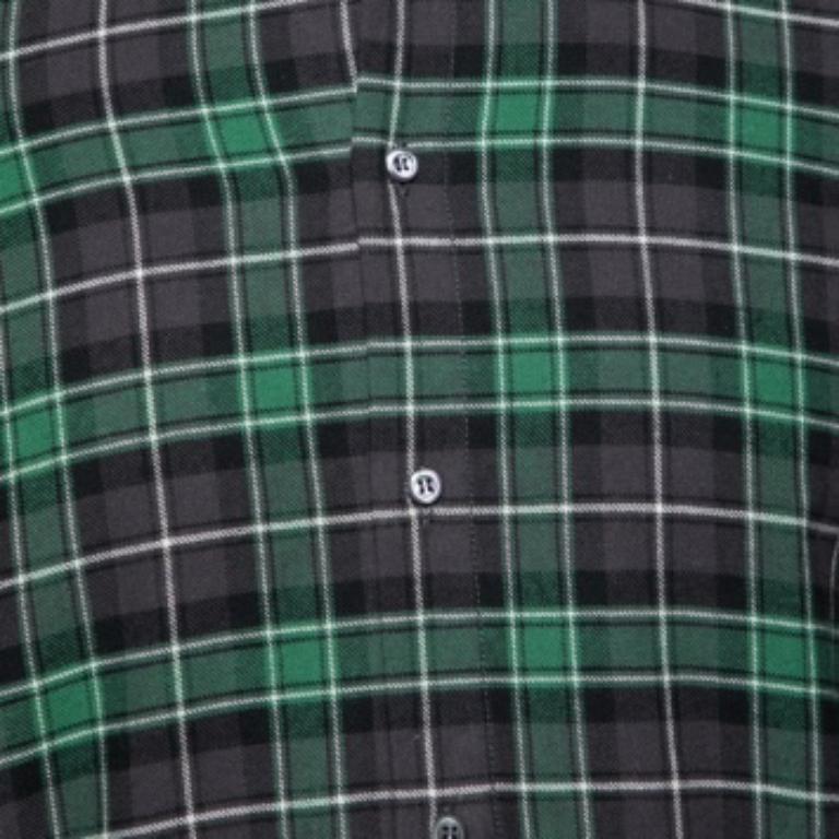 Dsquared2 Green & Grey Cotton Checked Flannel Shirt XS In Excellent Condition For Sale In Dubai, Al Qouz 2