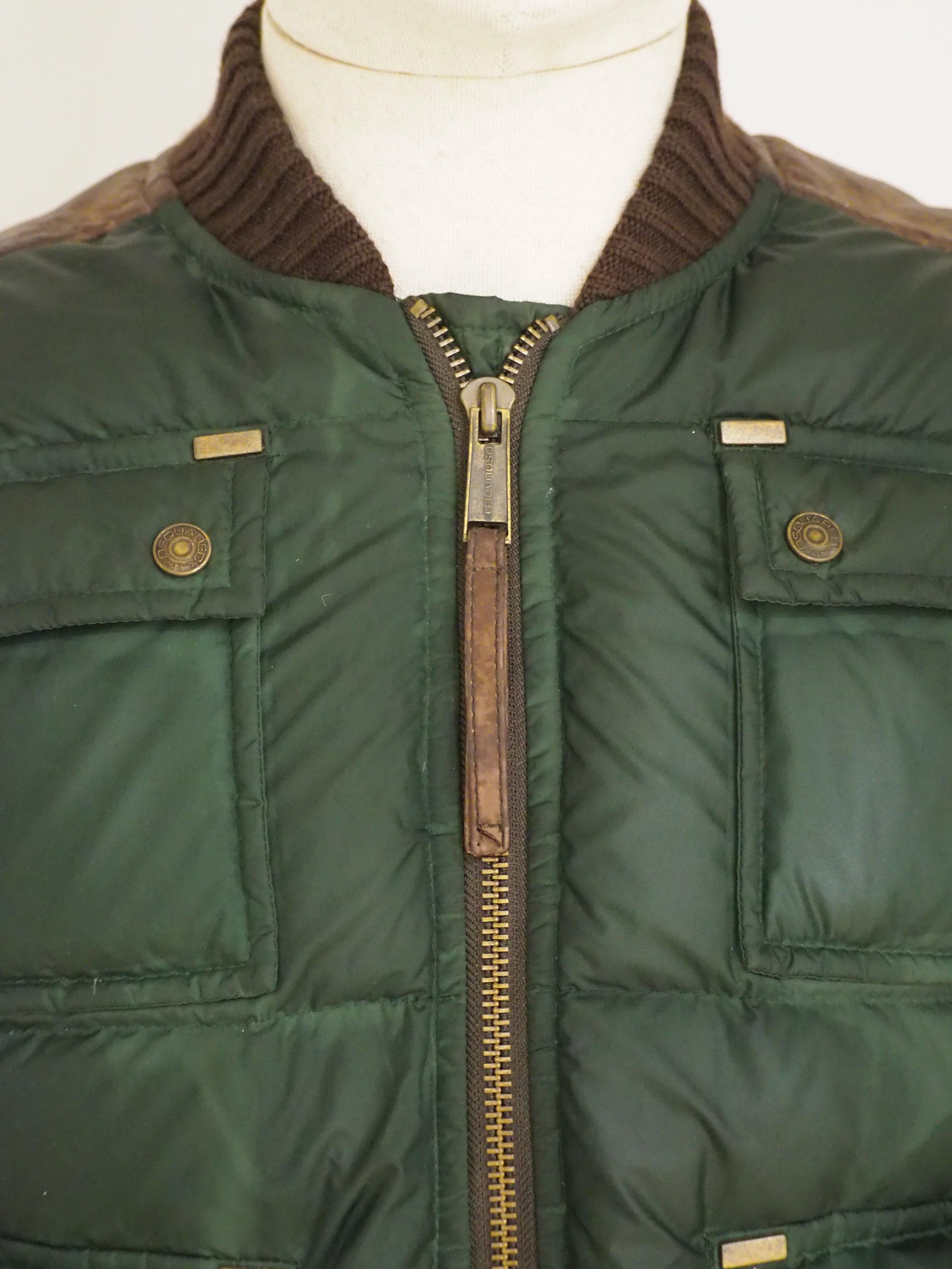 Dsquared2 green leather wool bomber jacket
Size M