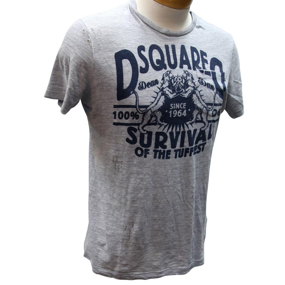 Dsquared2 Grey and Navy Blue L DSQ2 Survival of the Tuffest Print Tee Shirt

This grey cotton blend slogan destroyed T-shirt from DSQUARED2 features a round neck, short sleeves and a straight hem. Size Large

Hand taken Measurements
Shoulder: 16