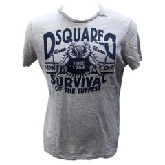 Dsquared2 Teehemd mit grauem und marineblauem L DSQ2 Survival of the Tuffest Print