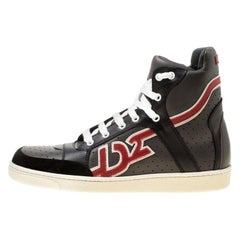 Dsquared2 Grey/Black Leather And Suede High Top Sneakers Size 41.5