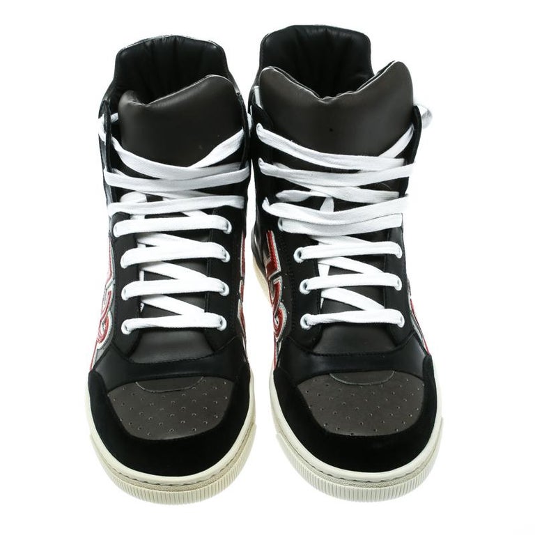Dsquared2 Grey/Black Leather And Suede High Top Sneakers Size 43 For ...