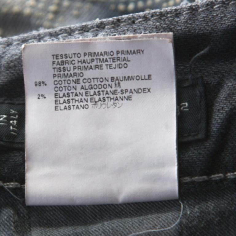 Dsquared2 Grey Crystal Embellished Splatter Effect Denim Super Skinny Jeans M Excellent état - En vente à Dubai, Al Qouz 2