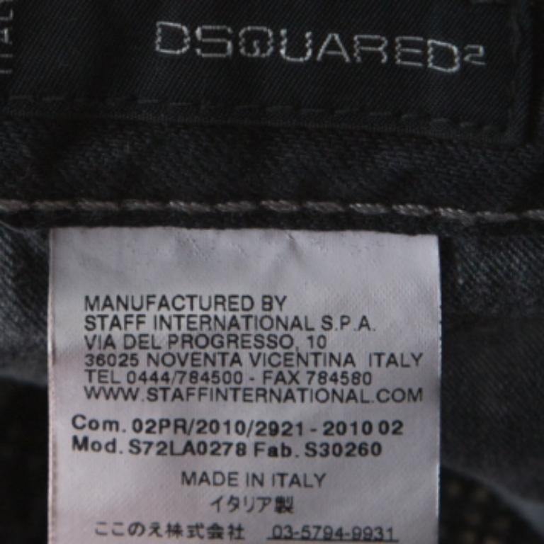 Dsquared2 Grey Crystal Embellished Splatter Effect Denim Super Skinny Jeans M Pour femmes en vente