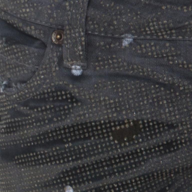 Dsquared2 Grey Crystal Embellished Splatter Effect Denim Super Skinny Jeans M en vente 2