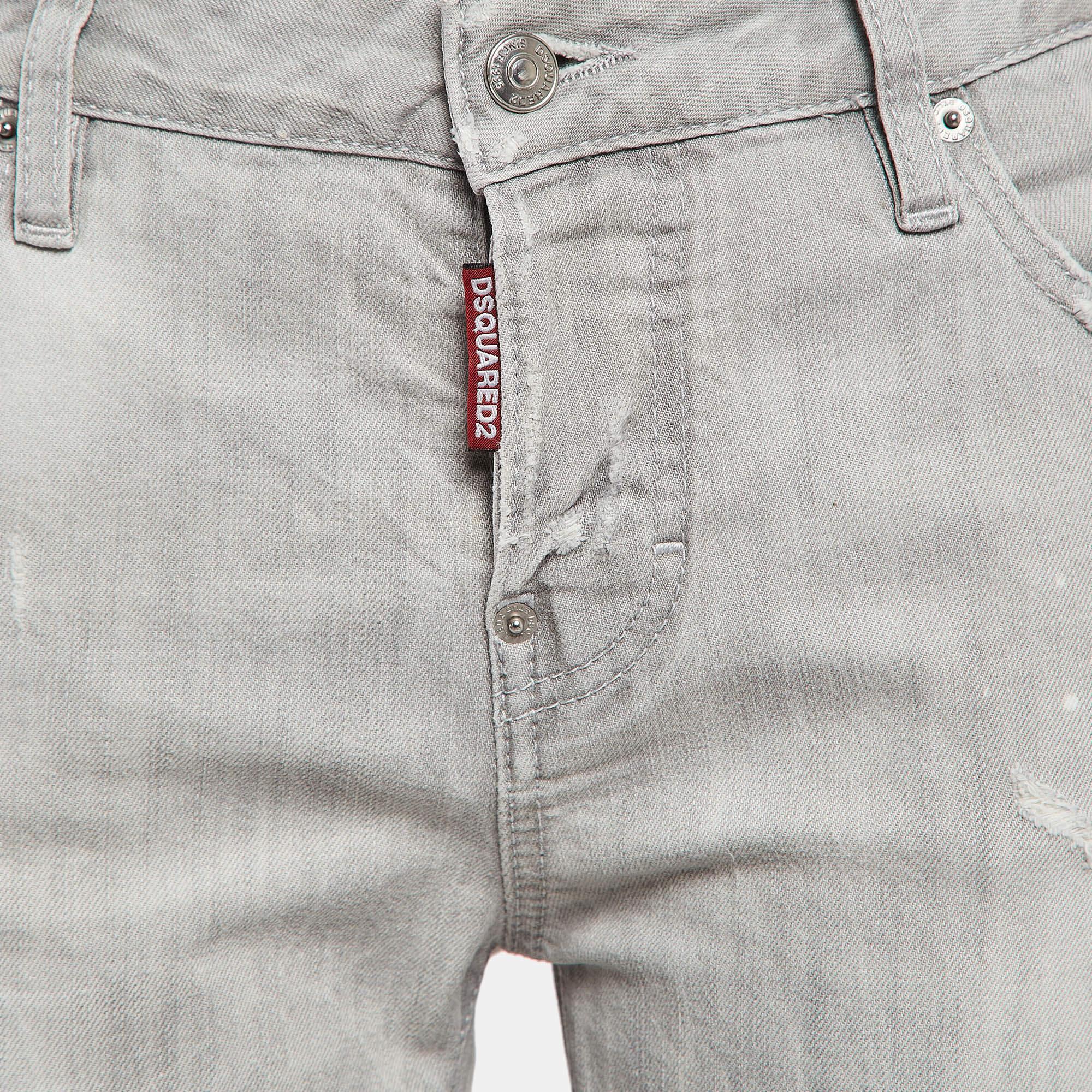 Gray Dsquared2 Grey Distressed Denim Jeans S Waist 32