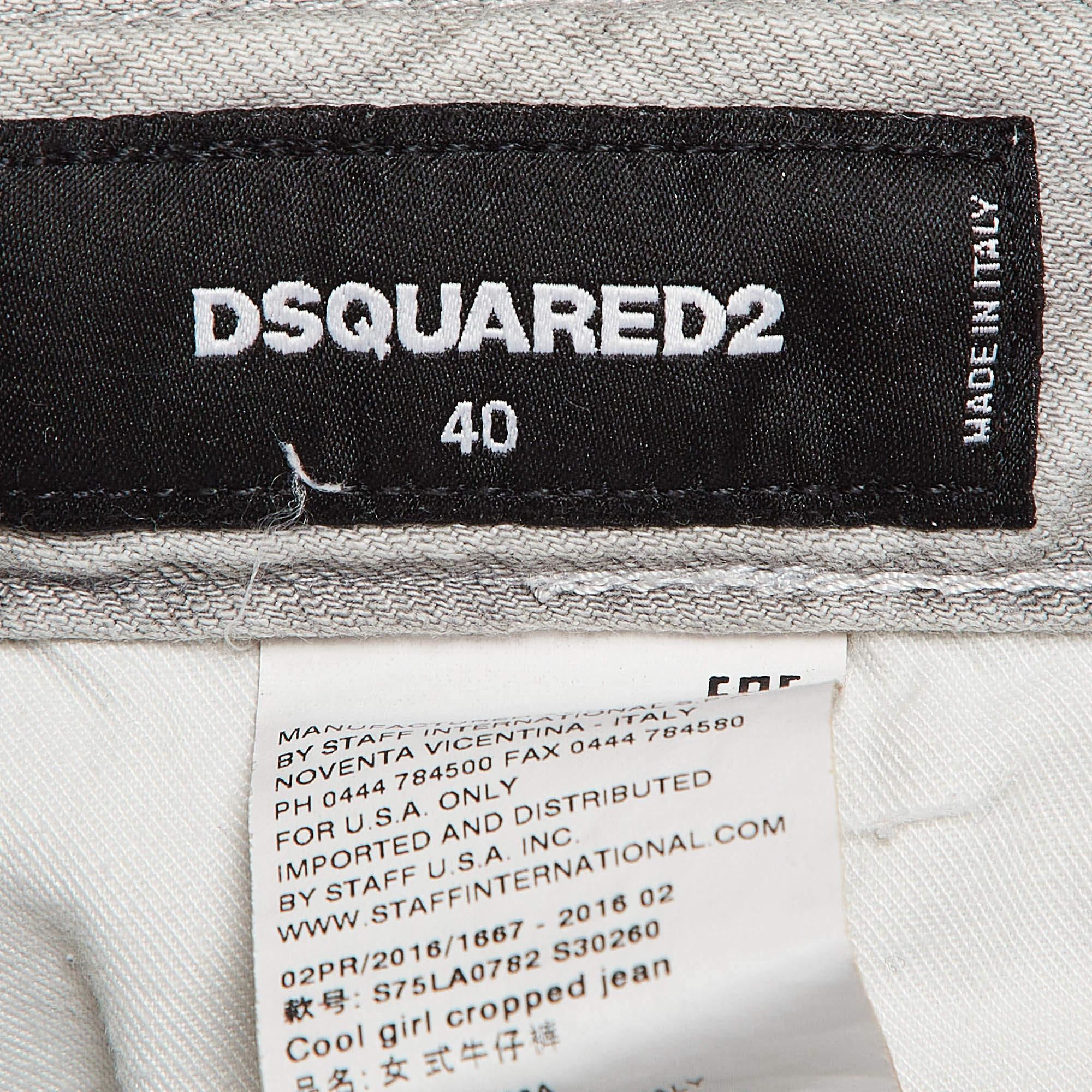 Women's Dsquared2 Grey Distressed Denim Jeans S Waist 32