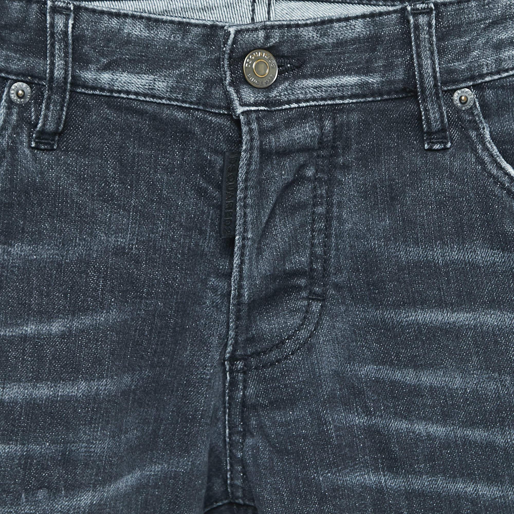 Black Dsquared2 Grey Distressed Denim Skinny Jeans M Waist 34
