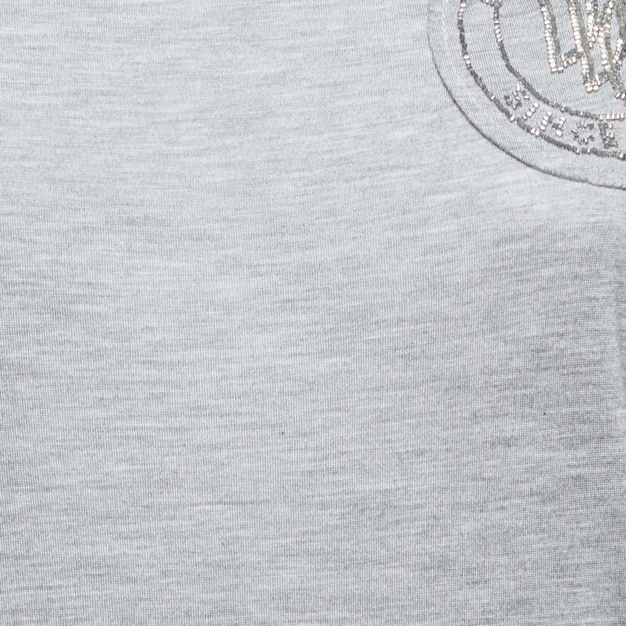 Gray Dsquared2 Grey Modal Logo Crest Detail T-Shirt L For Sale