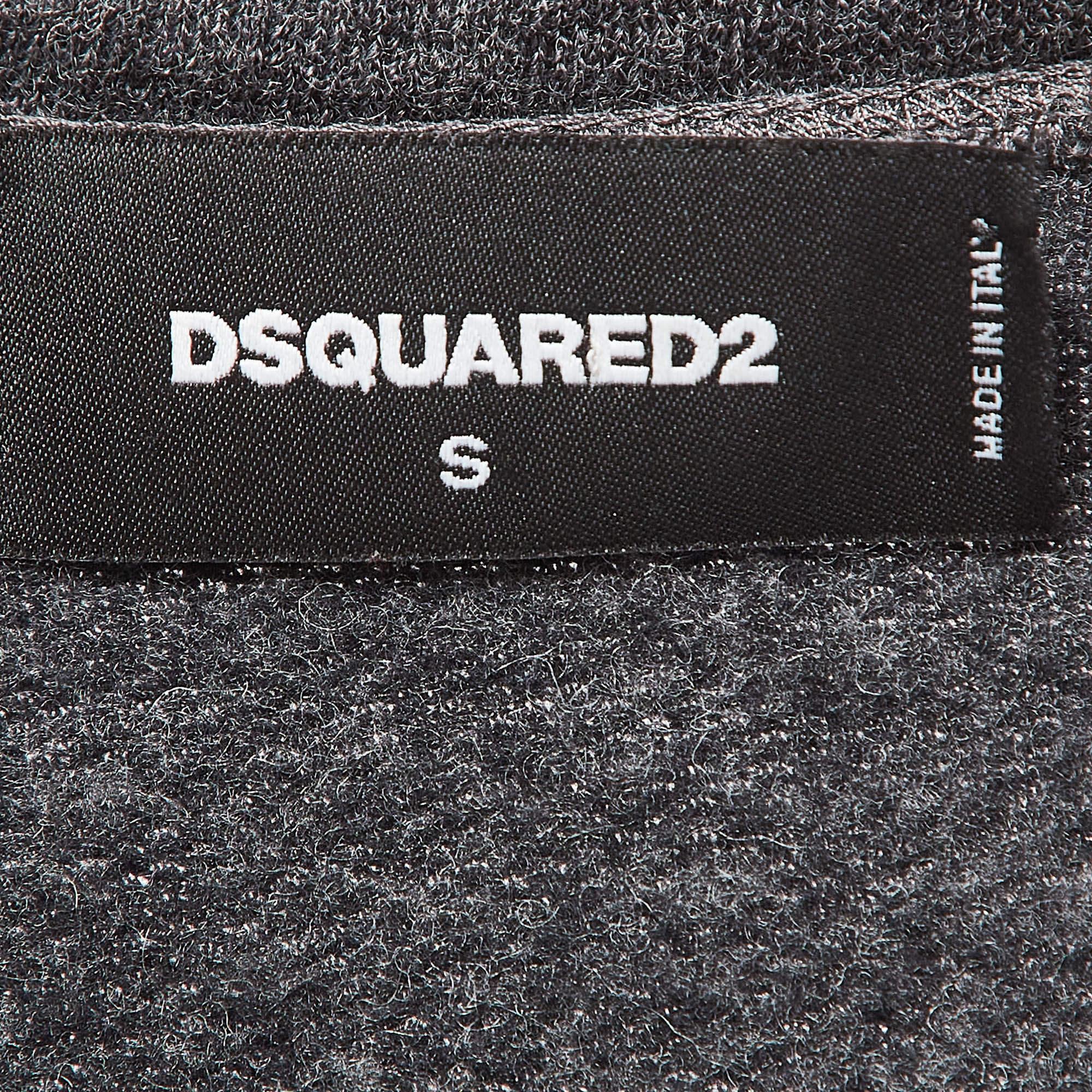 Dsquared2 Graues Sweatshirt aus Strick mit Puffdruck S im Zustand „Gut“ im Angebot in Dubai, Al Qouz 2