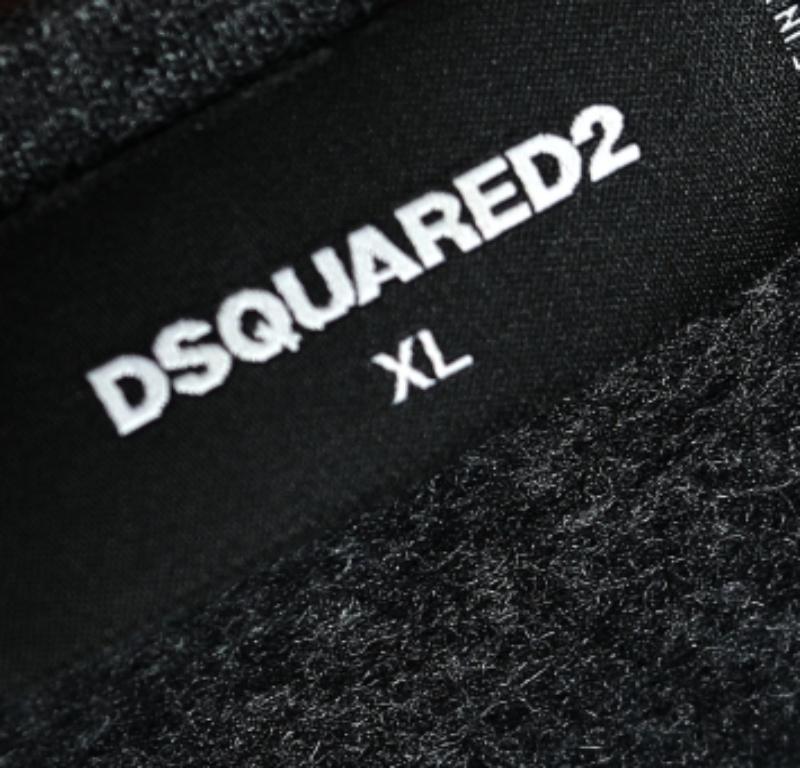 Men's Dsquared2 Grey Wool Logo Embossed Long Sleeve Sweatshirt XL