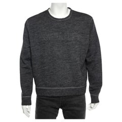 Dsquared2 Grey Wool Logo Embossed Long Sleeve Sweatshirt XL