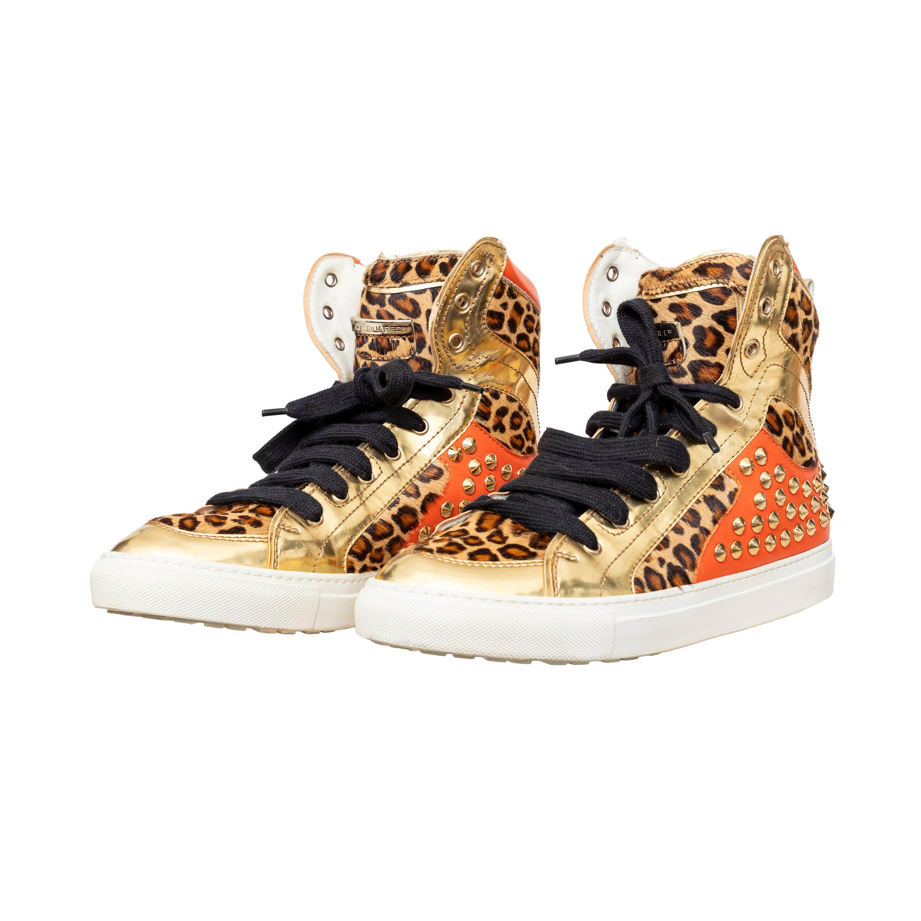 Beige Dsquared2 High Top Sneakers - '10s For Sale