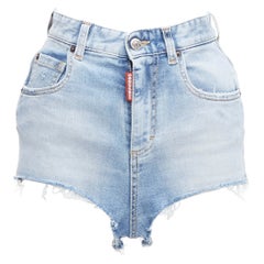 DSQUARED2 HONEY pantaloni caldi in denim lavato a cuore blu foderati di leopardo IT36 XXS