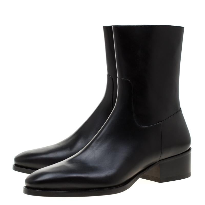 Dsquared2 Icon Black Leather Pierre Ankle Boots Size 44 For Sale 1