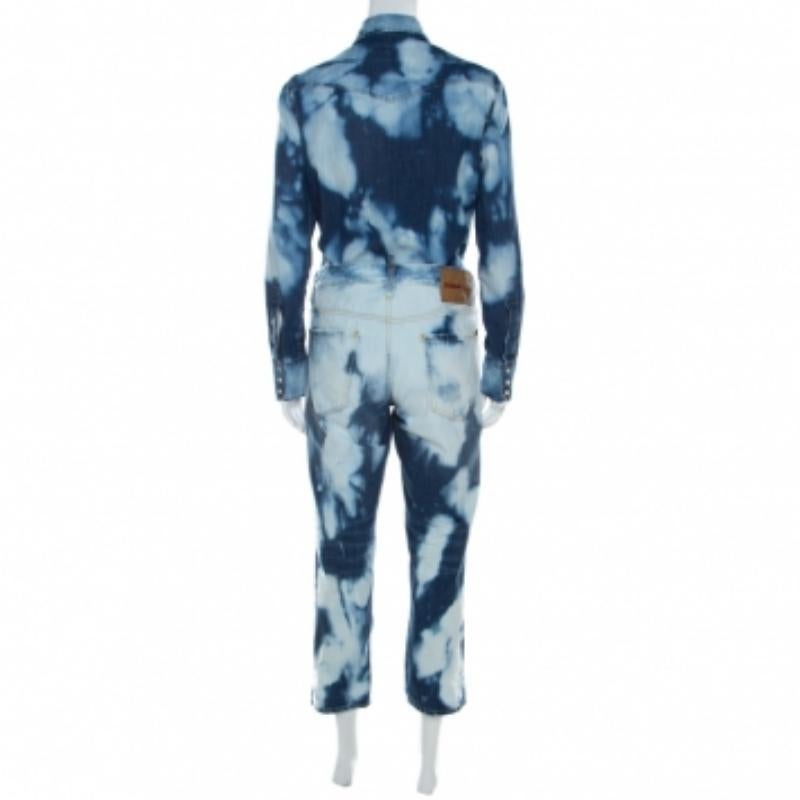 Dsquared2 - Tuta in cotone denim sbiancato indaco M. In condizioni buone in vendita a Dubai, Al Qouz 2