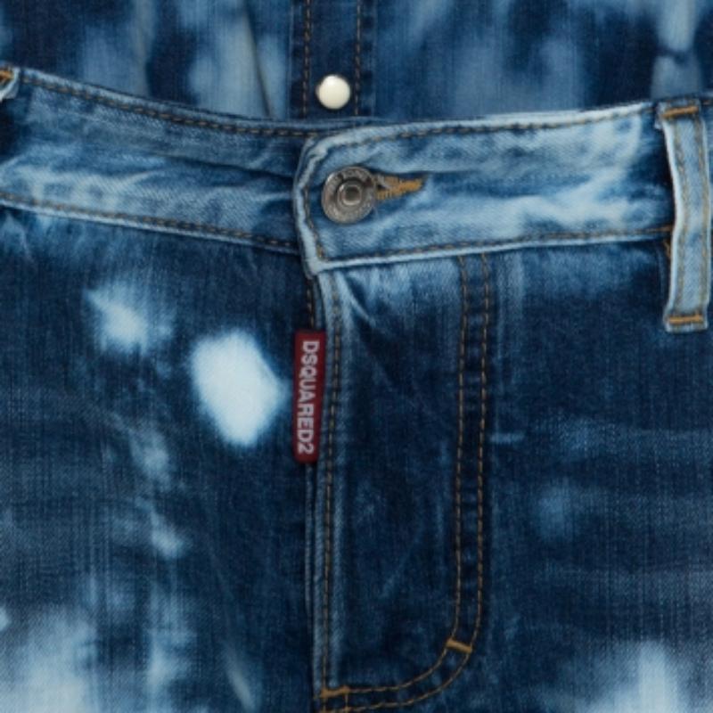 Dsquared2 - Tuta in cotone denim sbiancato indaco M. in vendita 2