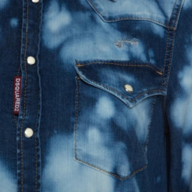 Dsquared2 - Tuta in cotone denim sbiancato indaco M. in vendita 3
