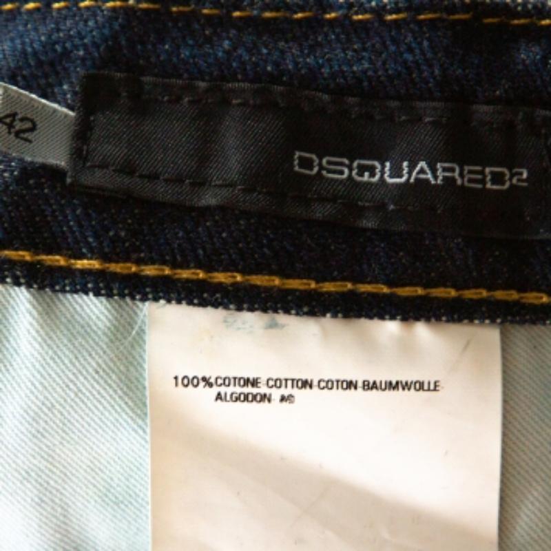 Dsquared2 Indigo Denim Paint Splatter Effect Straight Leg Jeans S en Excelente estado para la venta en Dubai, Al Qouz 2