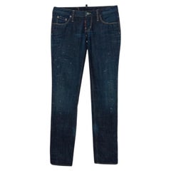 Dsquared2 Indigo Denim Paint Splatter Effect Straight Leg Jeans S