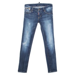 Dsquared2 Indigo Distressed Splatter Effect Denim Skinny Jeans S