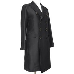 DSQUARED2 Jacket Coat Black Double Breasted Blazer Mid-Length Long Sz 44