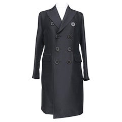 DSQUARED2 Jacket Coat Black Double Breasted Blazer Mid-Length Long Sz 44