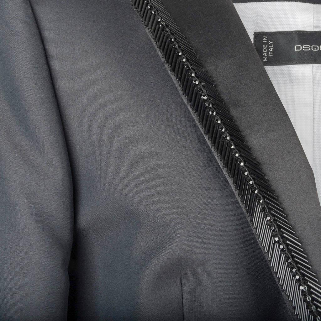 Black DSquared2 Jacket Tuxedo Bugle Beads Superb Rear Detail 44  For Sale