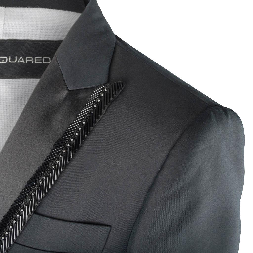 DSquared2 Jacket Tuxedo Bugle Beads Superb Rear Detail 44  In New Condition For Sale In Miami, FL