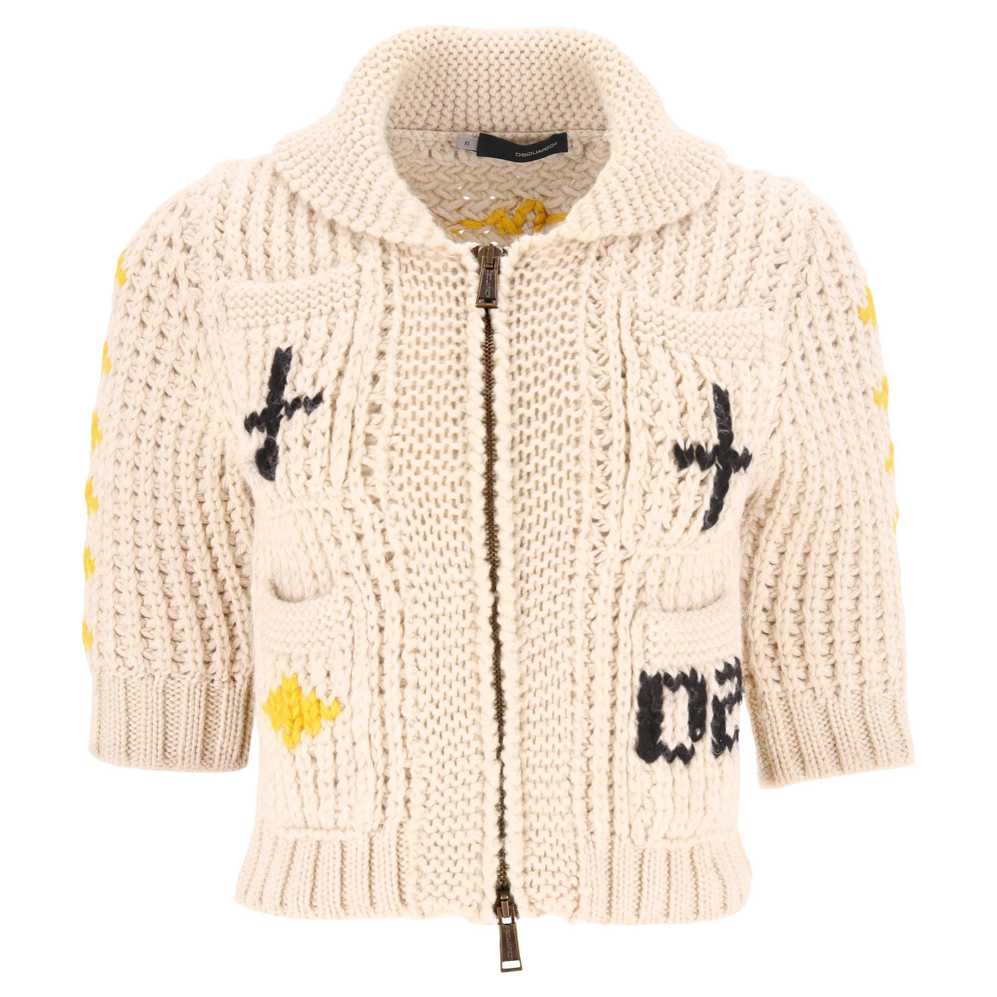 Dsquared2 Knitted Wool Zipped Cardigan For Sale