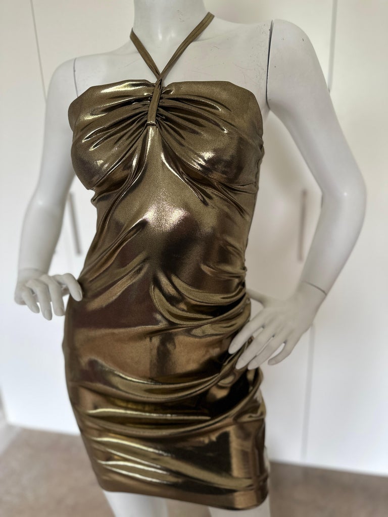 Dsquared2 Liquid Gold Cocktail Dress For Sale at 1stDibs