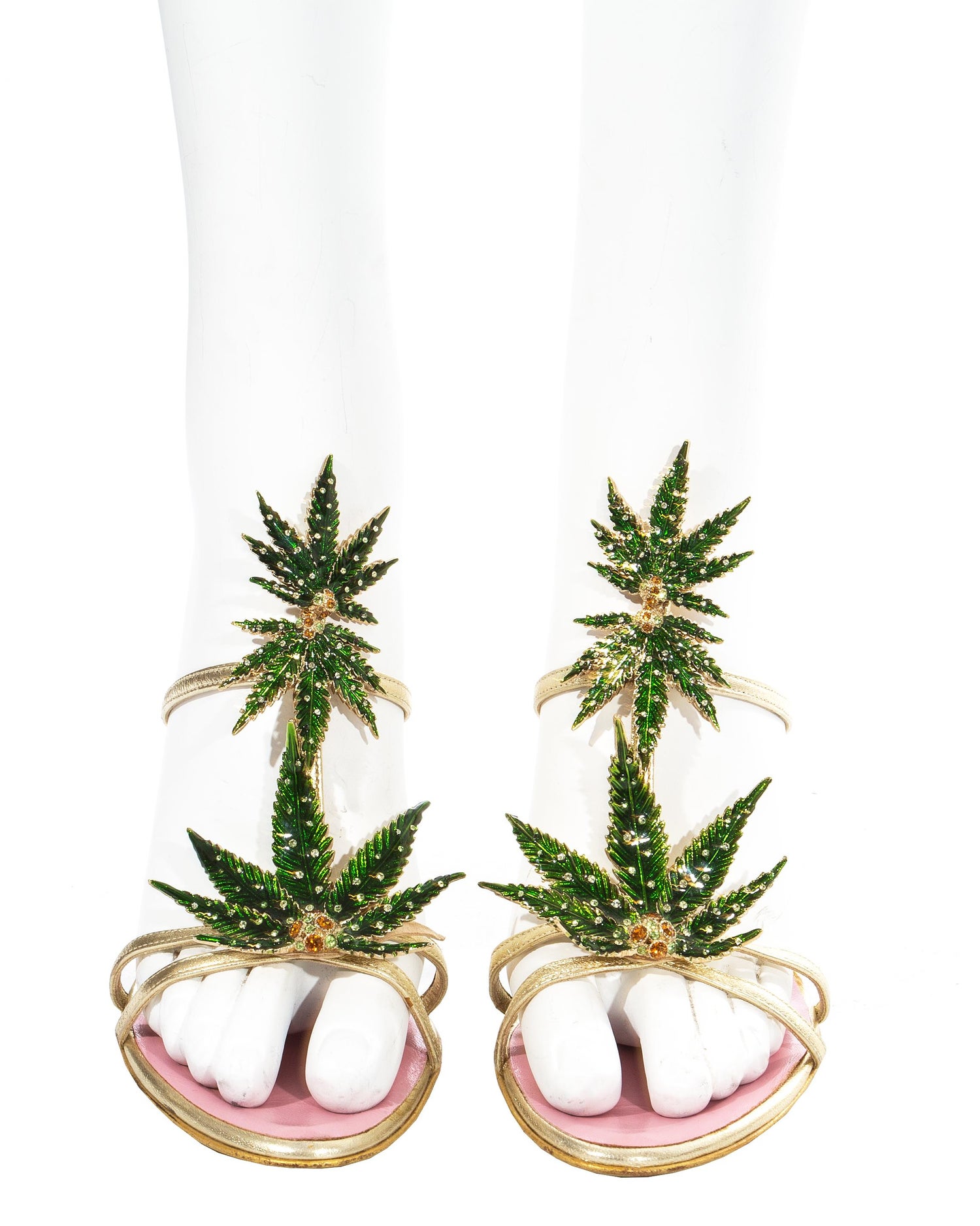 Dsquared2 marijuana leaf gold leather sandals, ss 2005 at 1stDibs |  dsquared2 weed heels, dsquared weed heels, dsquared marijuana heels