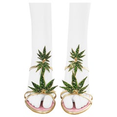 Dsquared2 marijuana leaf gold leather sandals, ss 2005