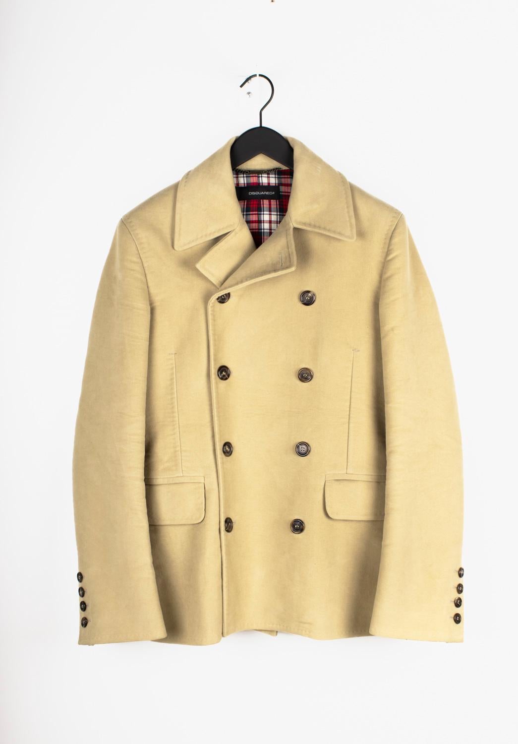 Dsquared2 Uomo Cappotto Peacoat Moleskin Taglia IT52/L in vendita