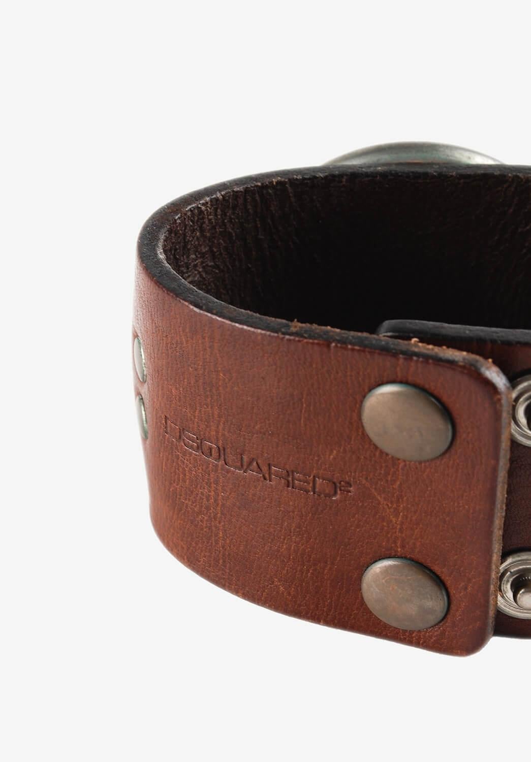 Dsquared2 Men Leather Bracelet Metalic, One size In Good Condition For Sale In Kaunas, LT