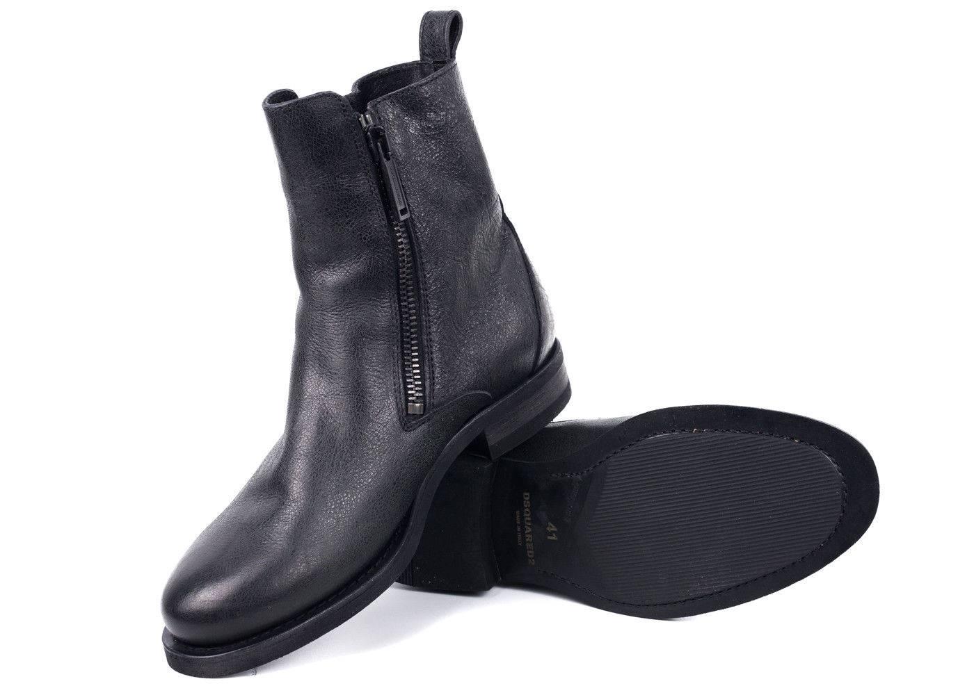 Women's or Men's DSquared2 Men's Faded Black Leather Zip Up Chelsea Boots For Sale