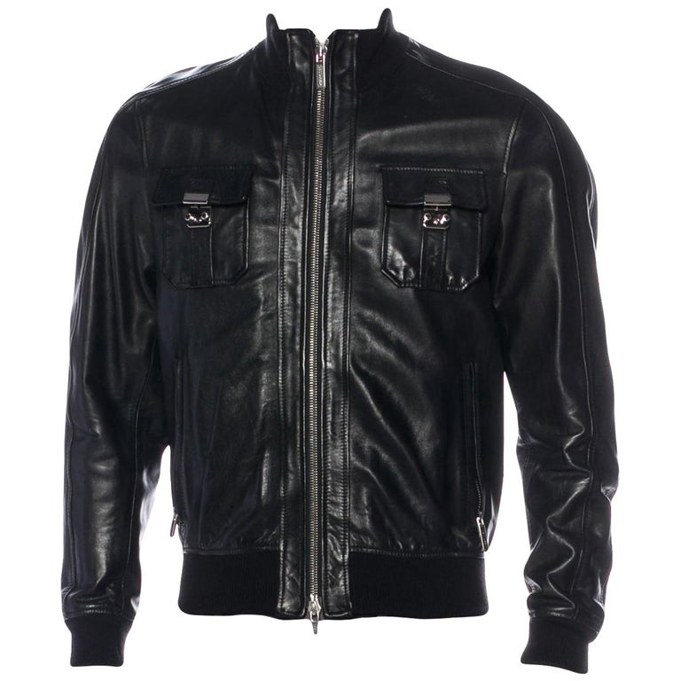 Dsquared² Men’s Leather Bomber Jacket For Sale at 1stDibs