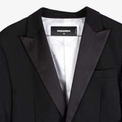 Dsquared2 Men's Slim Fit Tuxedo Blazer Black Wool Elastane IT48 Medium