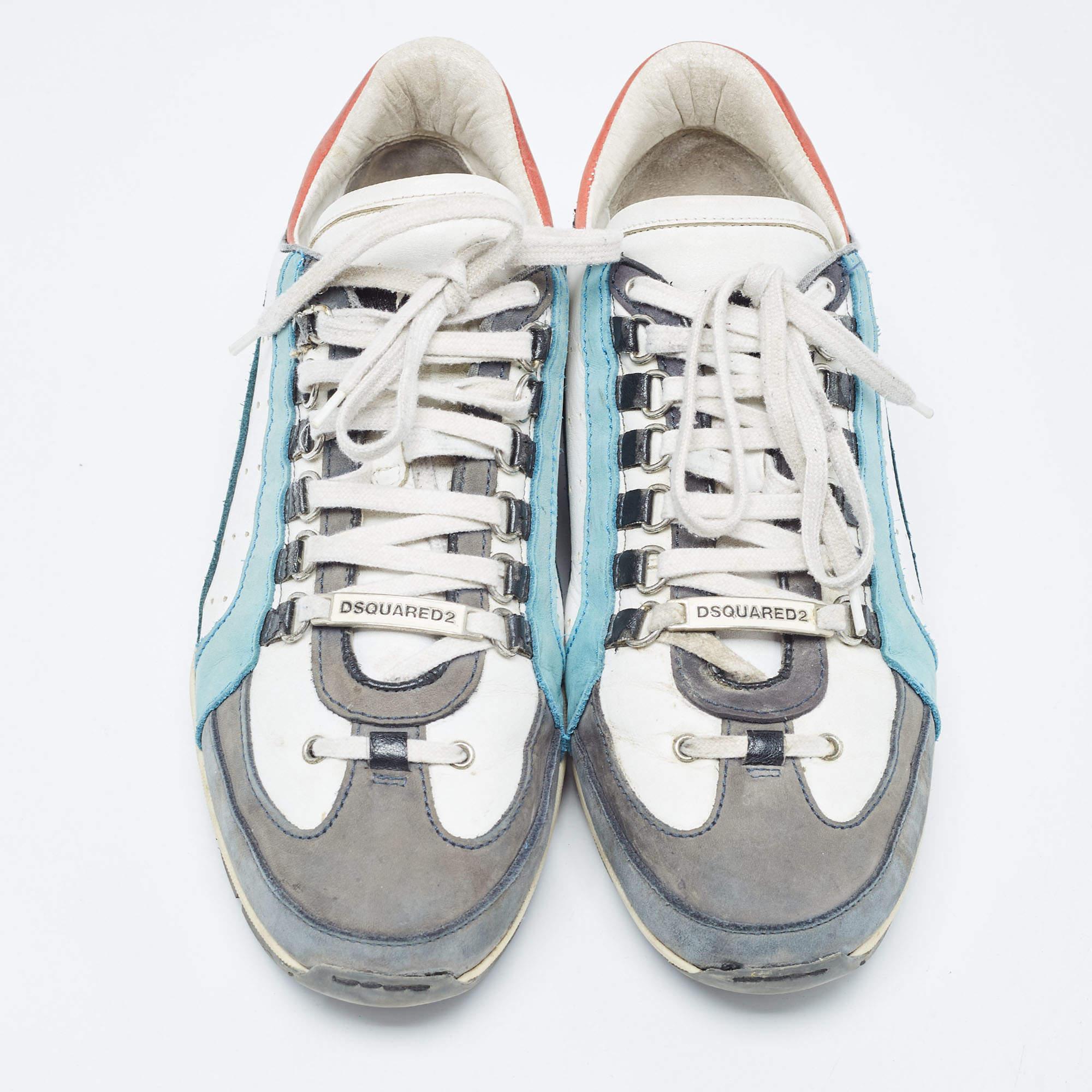 Gris Dsquared2 Baskets basses 551 en cuir multicolore taille 42 en vente
