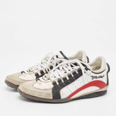 Dsquared2 Baskets basses multicolores en cuir et tissu, taille 44