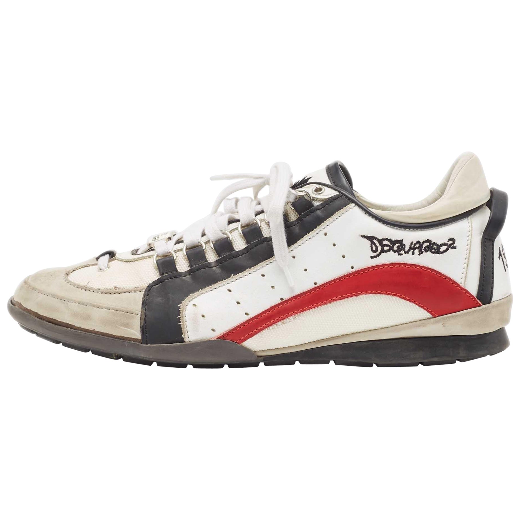 Dsquared2 Multicolor Leather and Fabric Low Top Sneakers Size 44