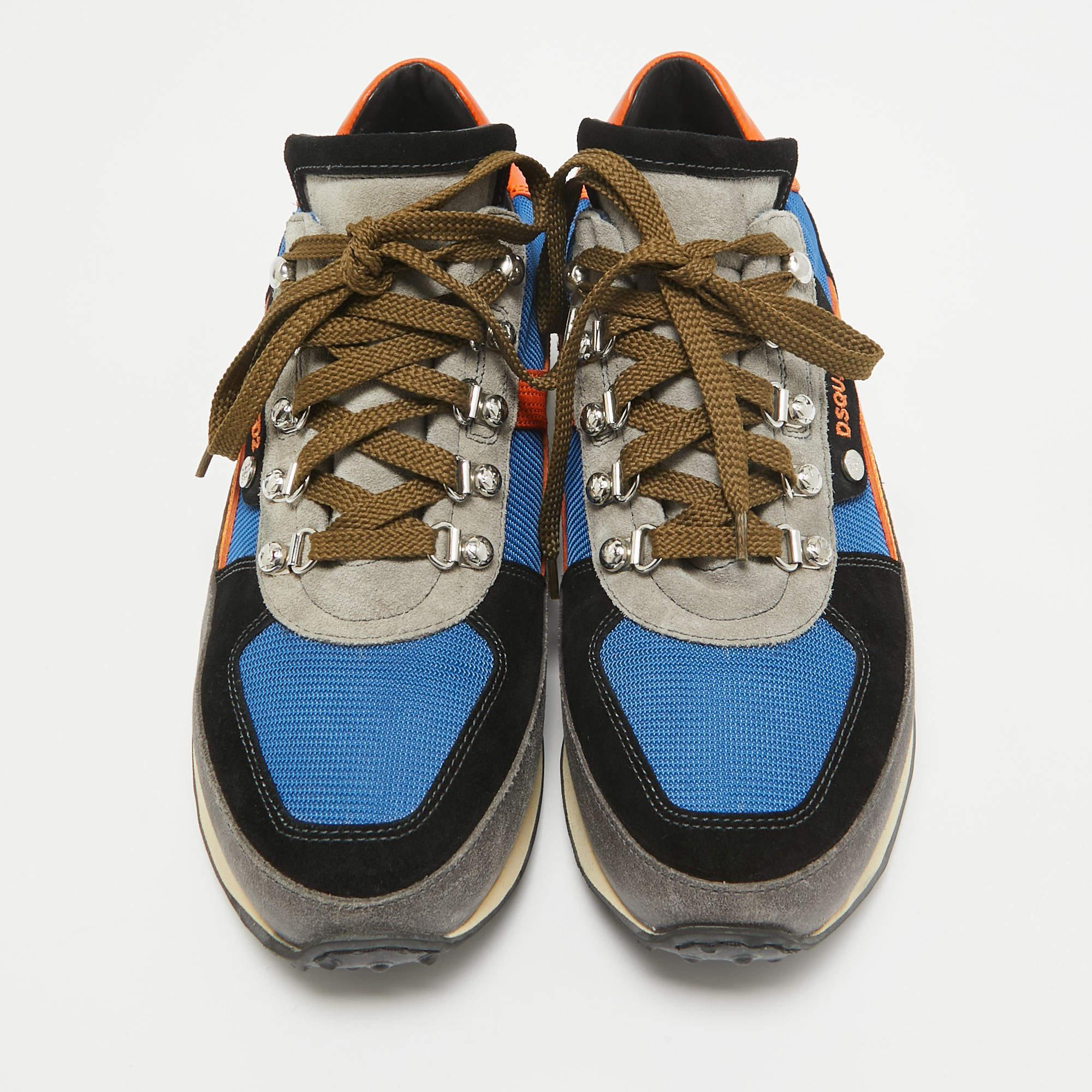 Black Dsquared2 Multicolor Suede & Mesh Dean Goes Hiking Lace Up Sneakers Size 43