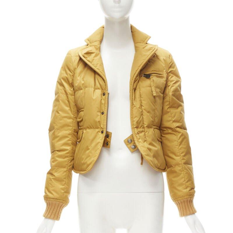 Yellow DSQUARED2 mustard white goose down padded 3-pocket blazer jacket IT38 XS For Sale