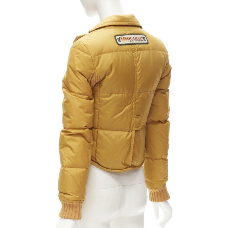 DSQUARED2 mustard white goose down padded 3-pocket blazer jacket IT38 XS For Sale 2