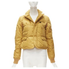 DSQUARED2 giacca blazer imbottita in piuma d'oca bianca senape 3 tasche IT38 XS