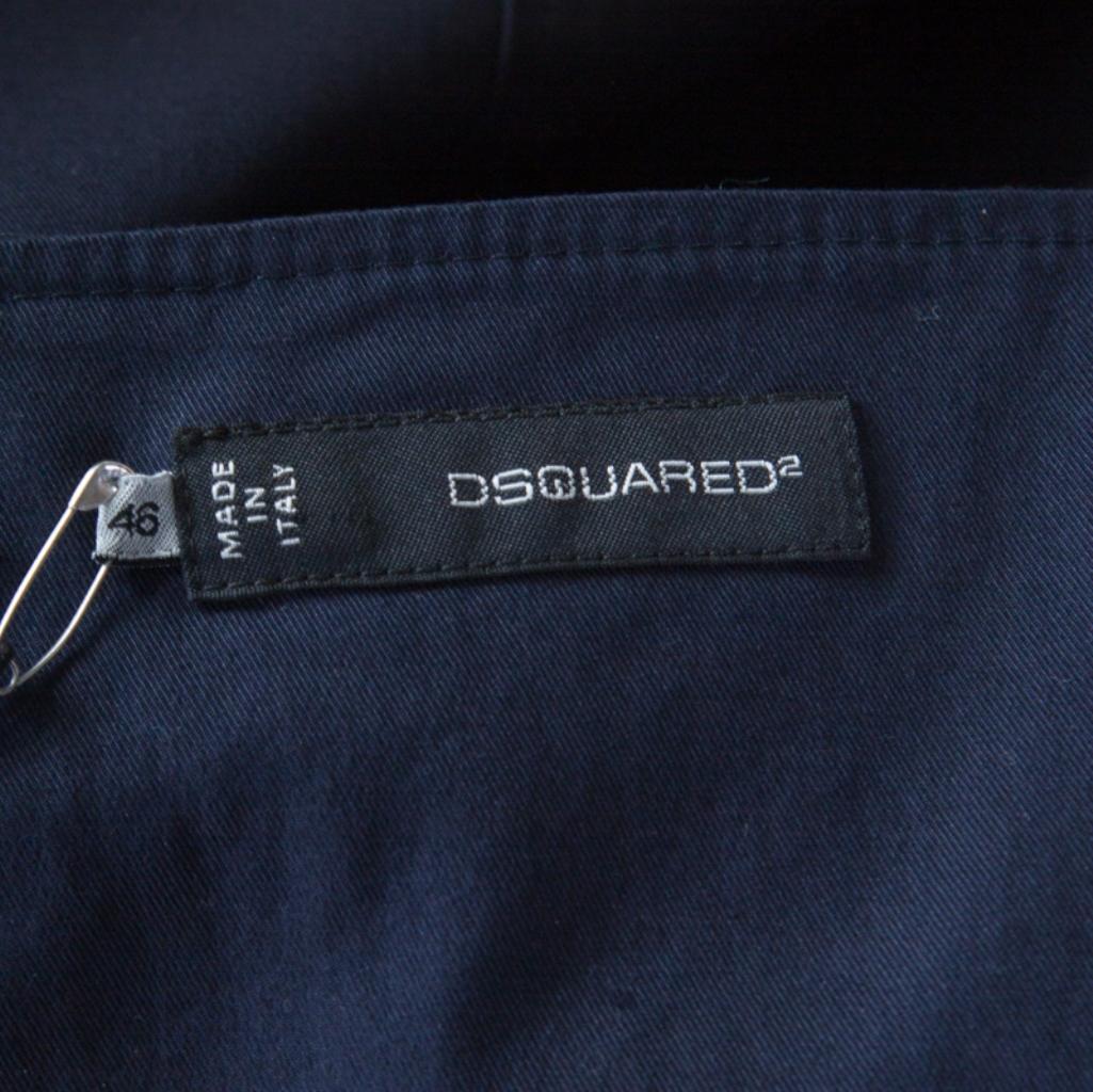 Women's Dsquared2 Navy Blue Cotton Sleeveless Dress L